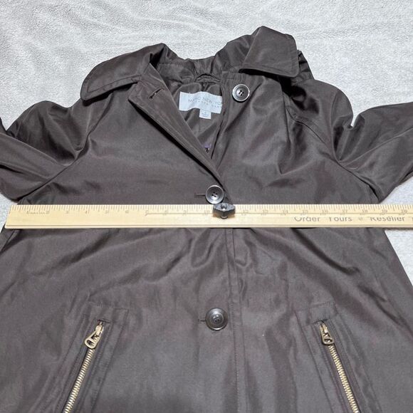 Marc New York Raincoat Jacket Womens Small Chocolate Brown Andrew Marc Hooded - Picture 11 of 14